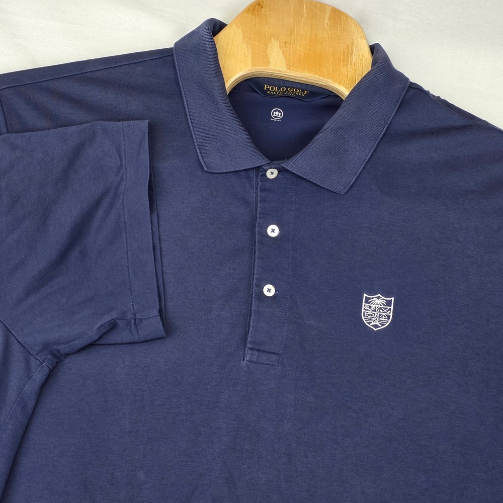 Polo Golf‎ Ralph Lauren Polo Shirt Mens XXL Navy Blue Wicking Crest Stretch